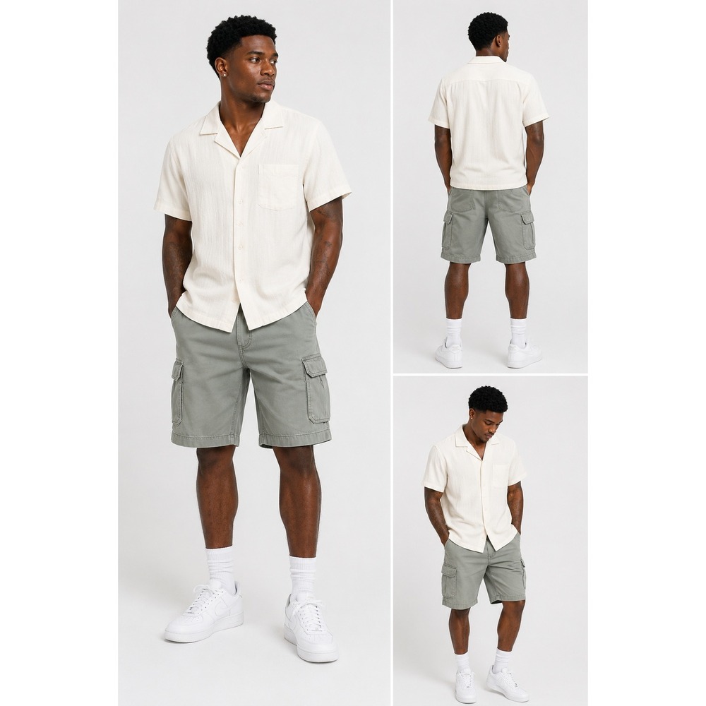 Wrangler Authentics Mens 38 Olive Green Cargo Shorts Stretch Twill 10ZM6ACDO‎